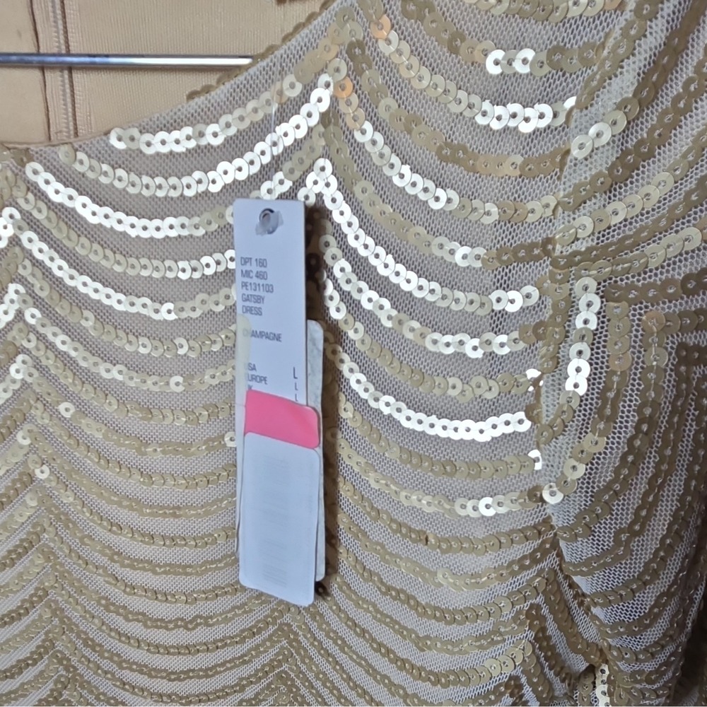 Gianni Bini Gold Sequin Wave-Pattern Mini Dress - Picture 3 of 8